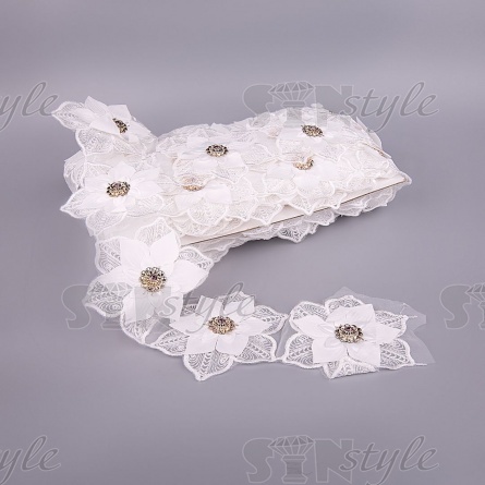 Цветочки из капроновой ленты, цвет белый, ширина 80 мм, намотка 15 ярдов фото 3