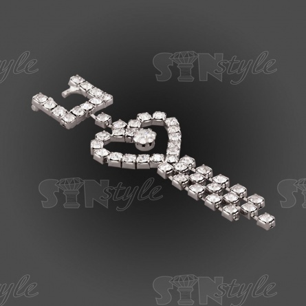 Пряжка металлическая со стразами ,никель / белые стразы  фото 2