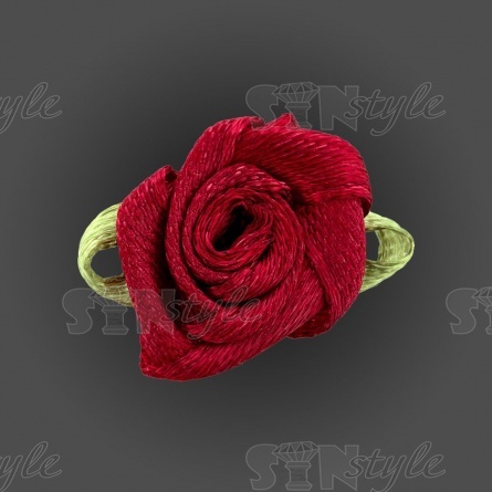 Цветочек из атласной ленты, бордовый, размер 15 мм фото 1