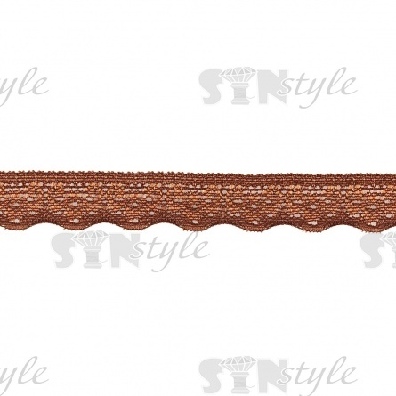 Кружево эластичное, ширина 17 мм, цвет коричневый, намотка 100 ярдов фото 1