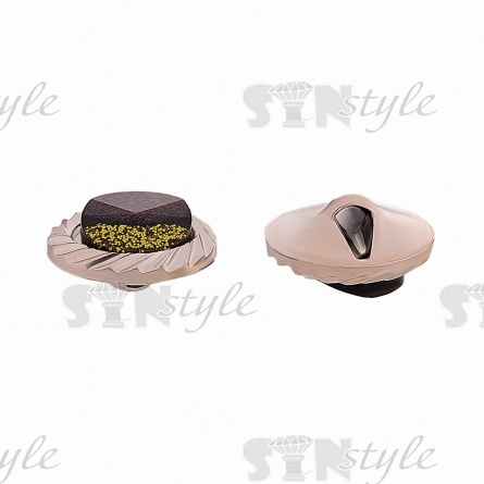 Пуговица пластиковая на полуножке, размер 28L, круглой формы, цвет золотой+коричневый фото 2