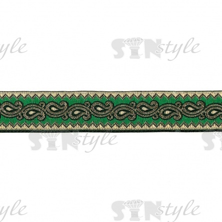 Жаккардовая лента,  ширина 25 мм, намотка 10 м, цвет зеленый фото 2