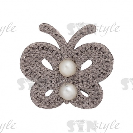 Аппликация 3D "Бабочка", цвет серый, размер 30х28 мм фото 1