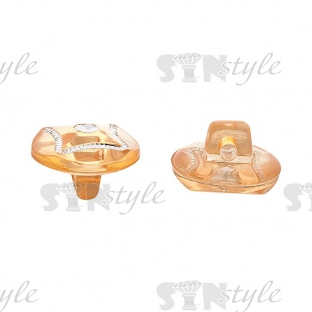 Пуговица пластиковая на ножке, круглая, оранжевая прозрачная с белой стразой в центре, 20L фото 2