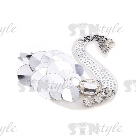 Аппликация из пайеток с элементами из страз и пайеток на фетровой основе, цвет белый, размер 60х60 мм фото 2